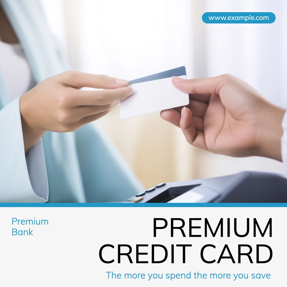 Premium credit card Instagram post template, editable text