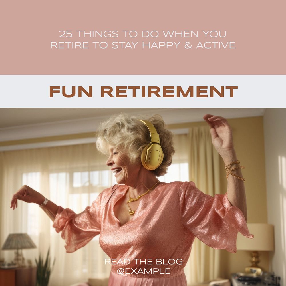 Fun retirement Instagram post template, editable text