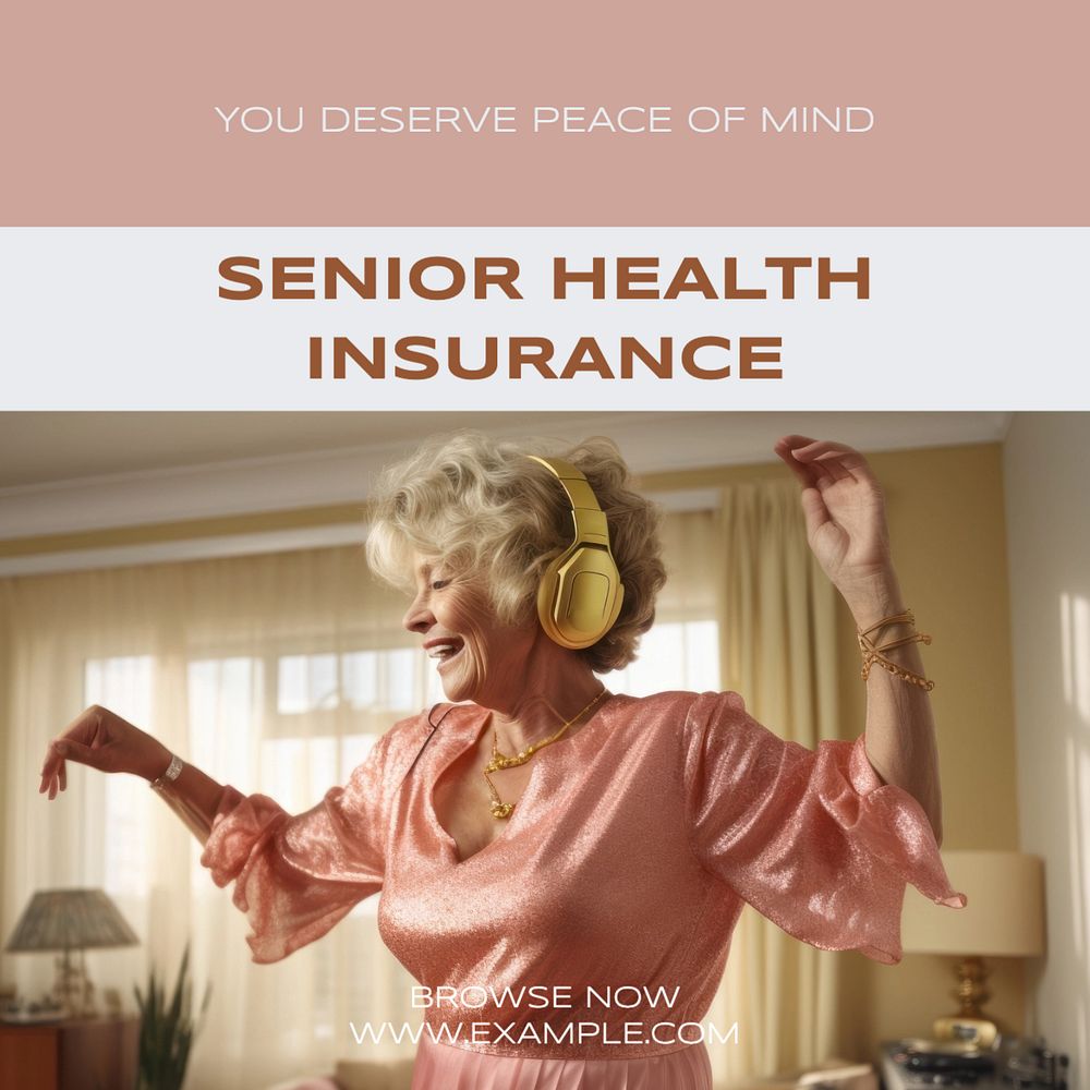 Senior health insurance Instagram post template, editable text