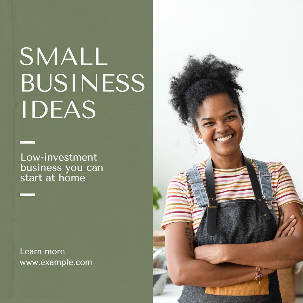 Small business ideas  Instagram post template, editable text