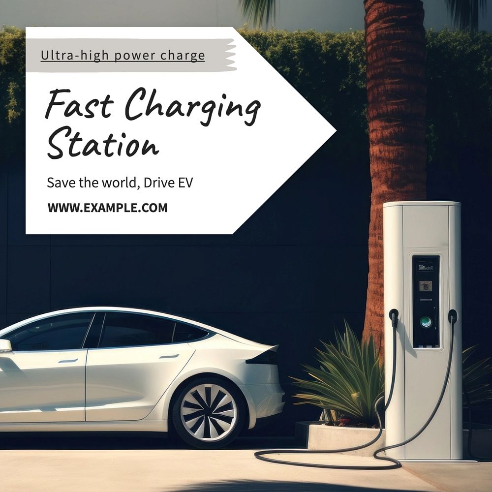 EV charging Instagram post template, editable text