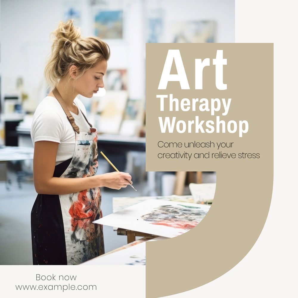 Art therapy Instagram post template, editable text