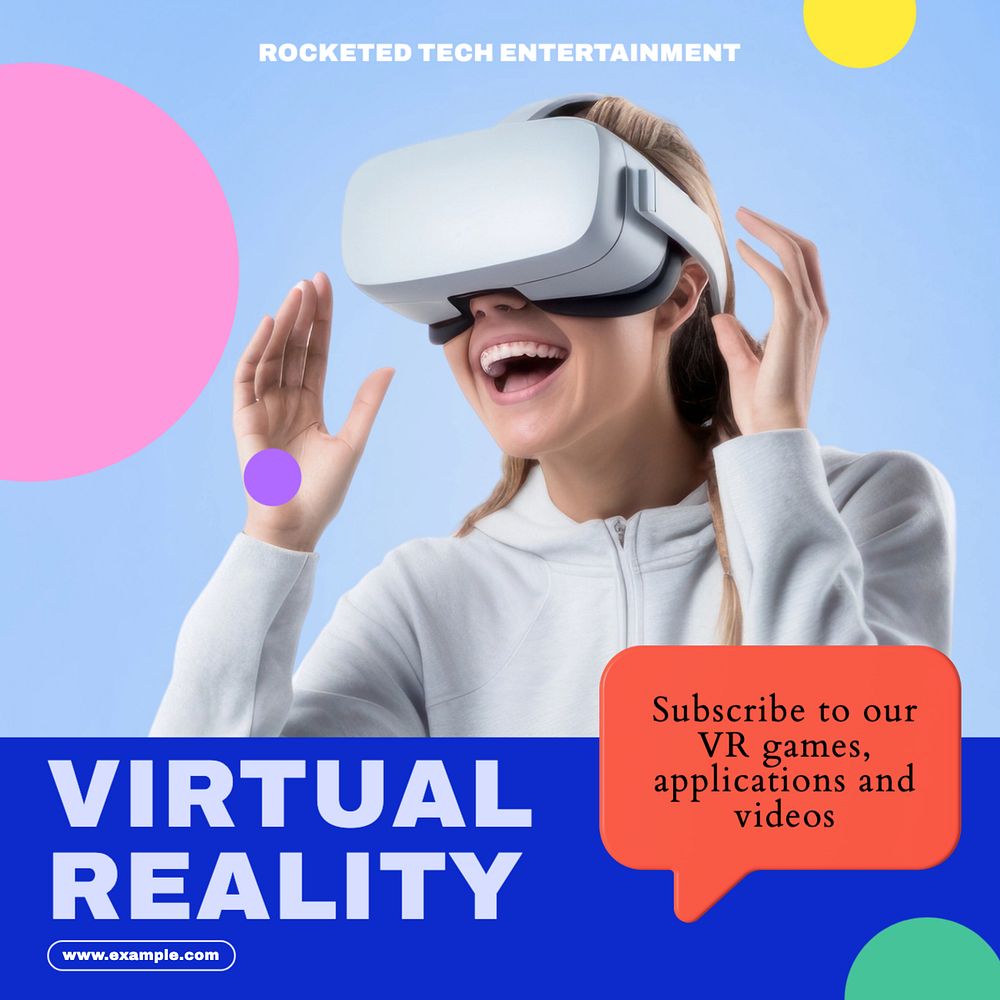 Virtual reality Instagram post template, editable text