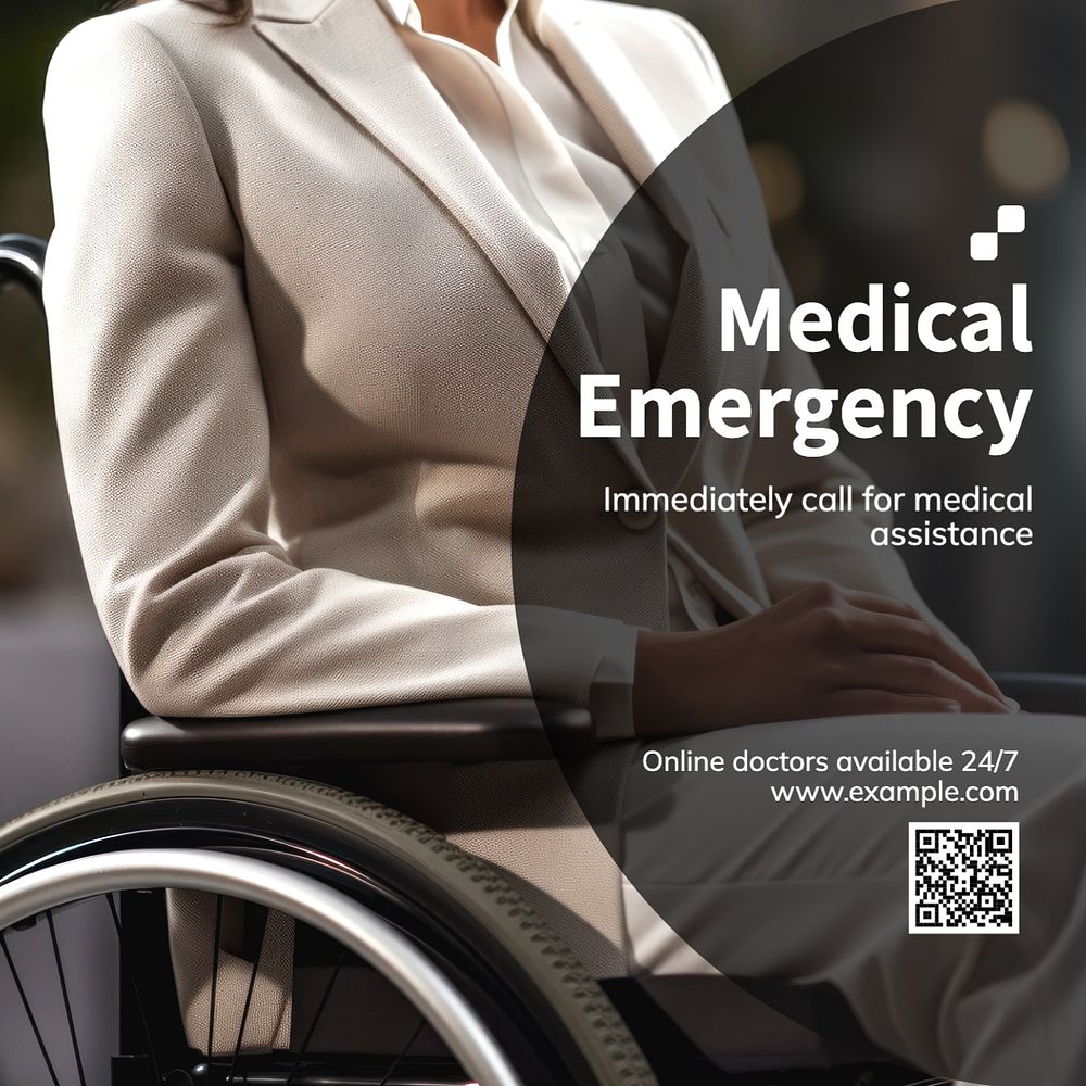 Medical emergency Instagram post template, editable text