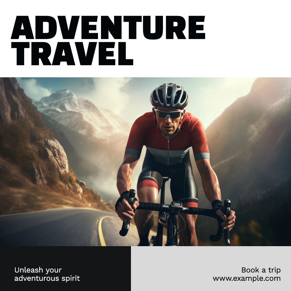 Adventure travel Instagram post template, editable text