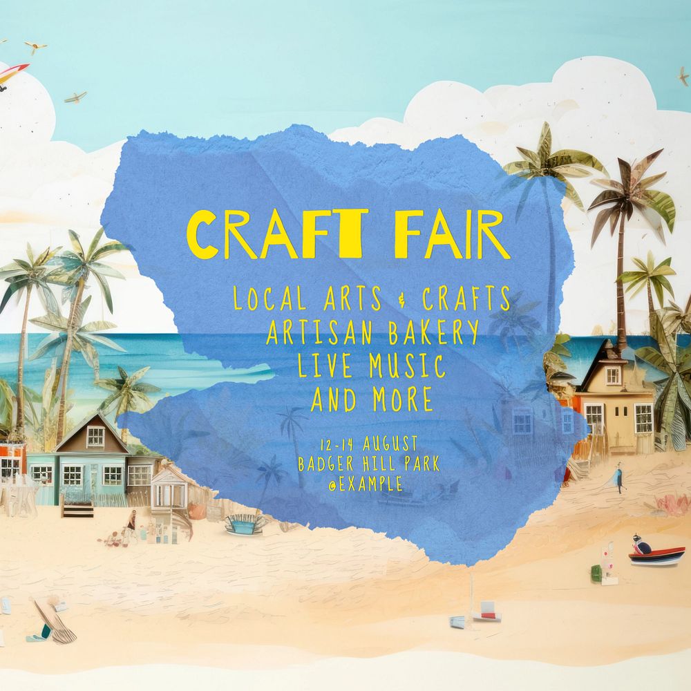 Craft fair Instagram post template, editable text