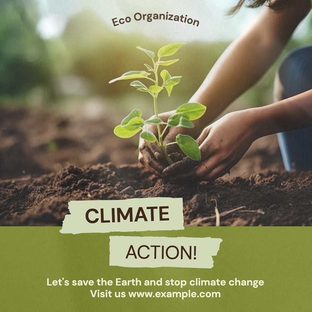 Climate action Instagram post template, editable text