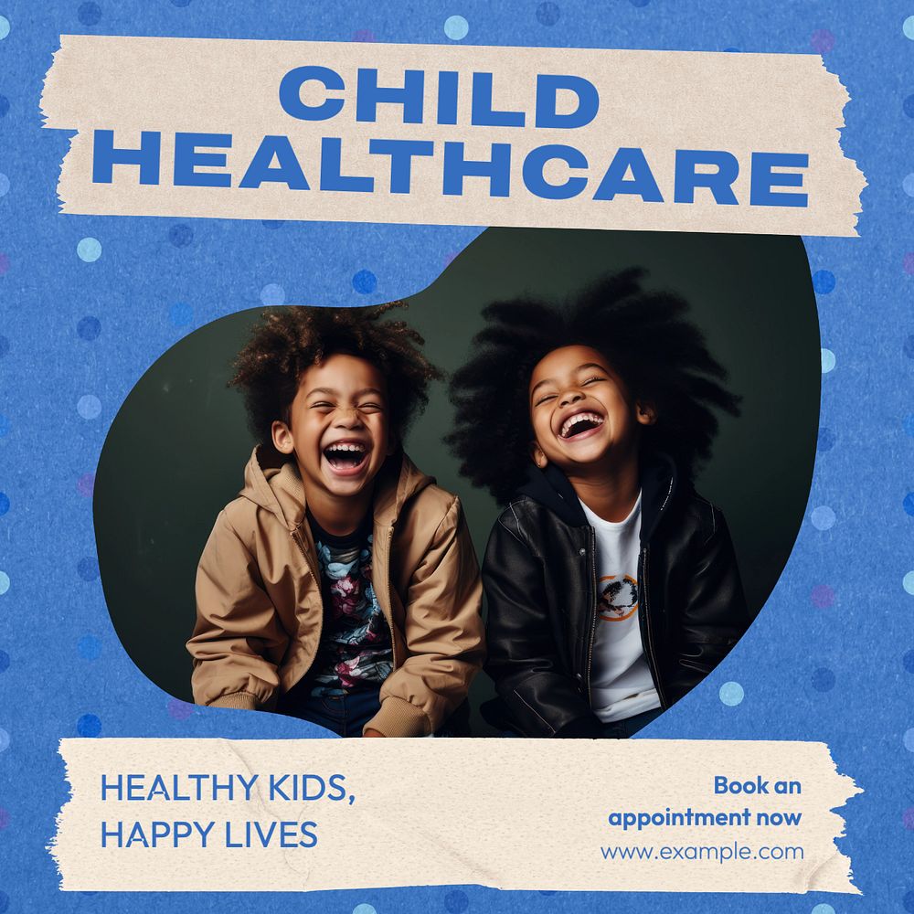 Child healthcare Instagram post template, editable text