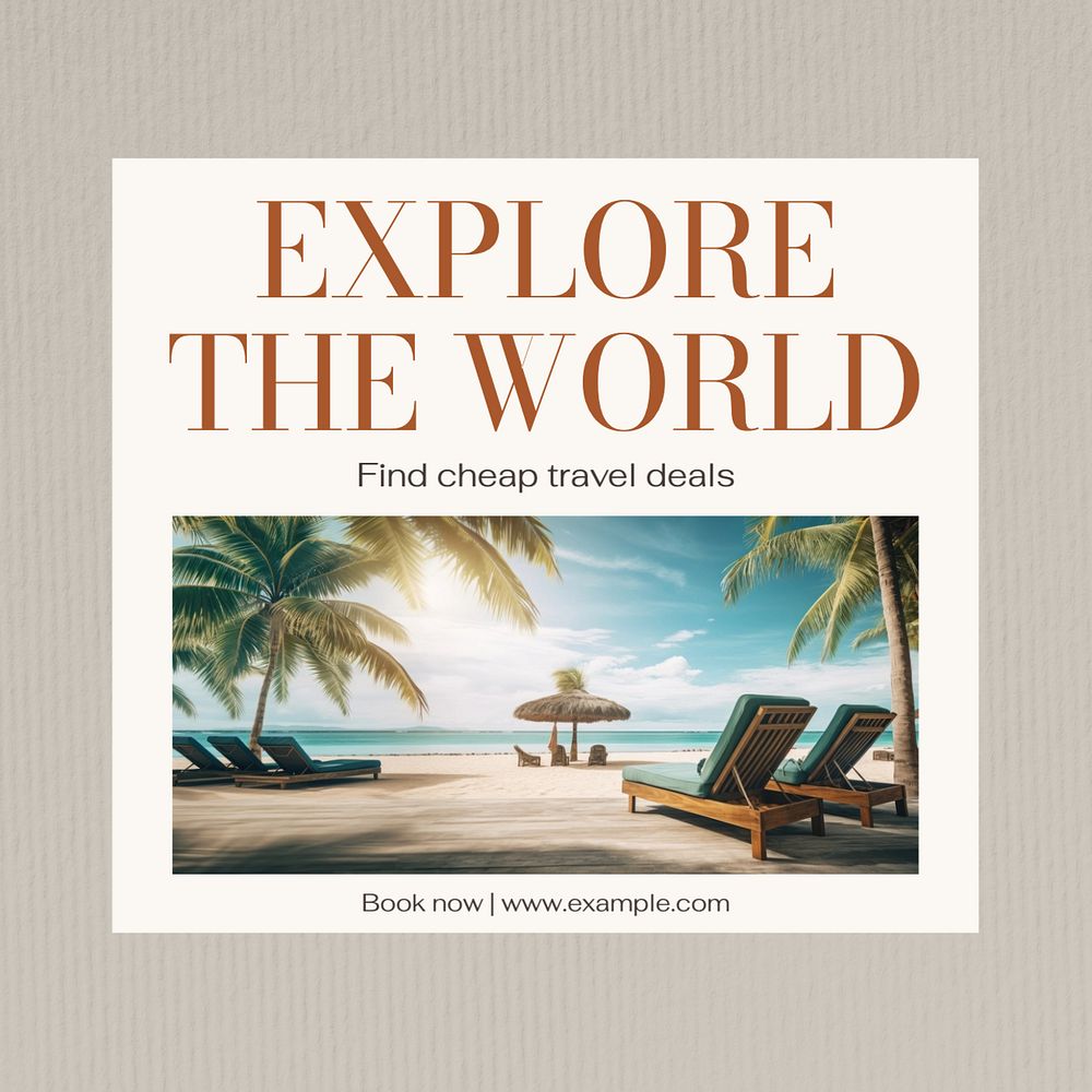 Explore the world Instagram post template, editable text