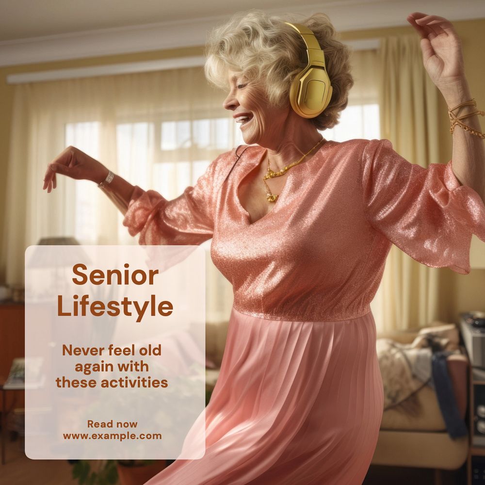 Senior lifestyle Instagram post template, editable text