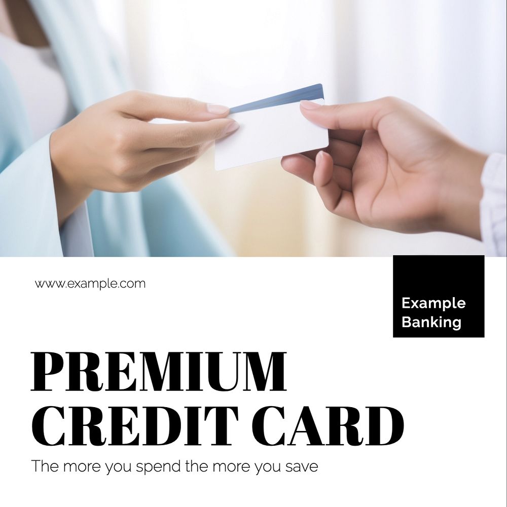 Premium credit card Instagram post template, editable text