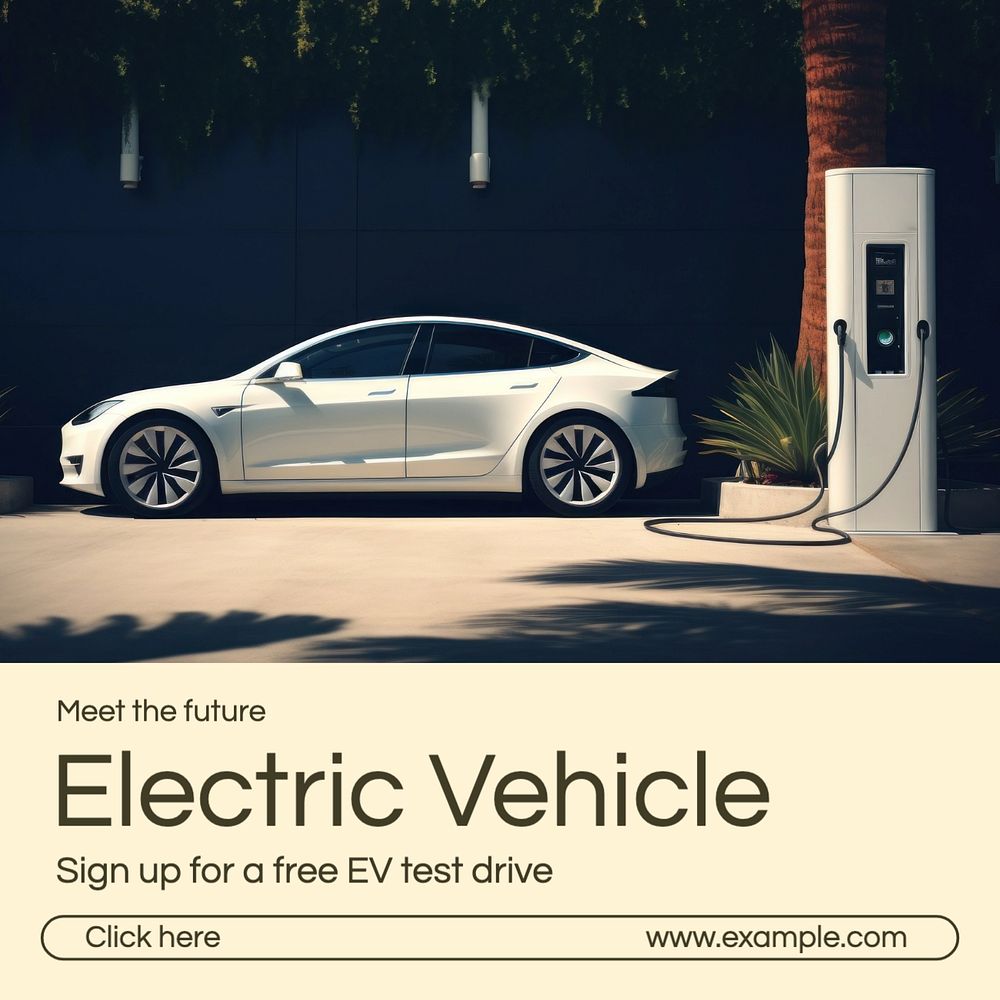 EV car Instagram post template, editable text