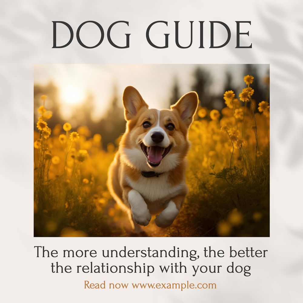 Dog guide Instagram post template, editable text