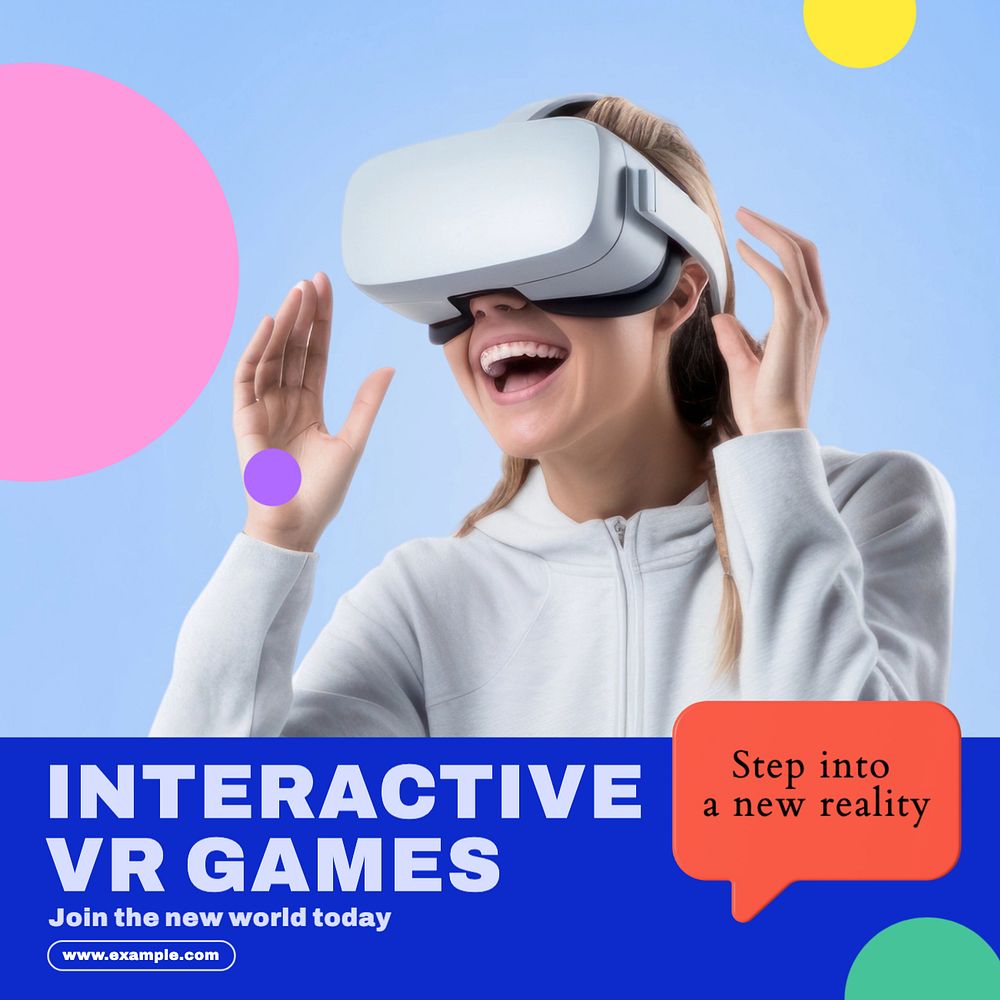 VR games Instagram post template, editable text