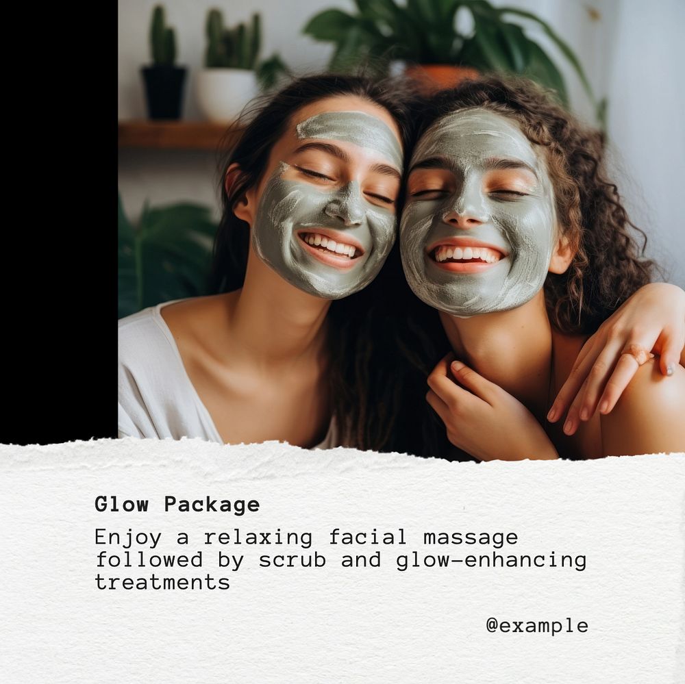 Facial treatment package Instagram post template, editable text