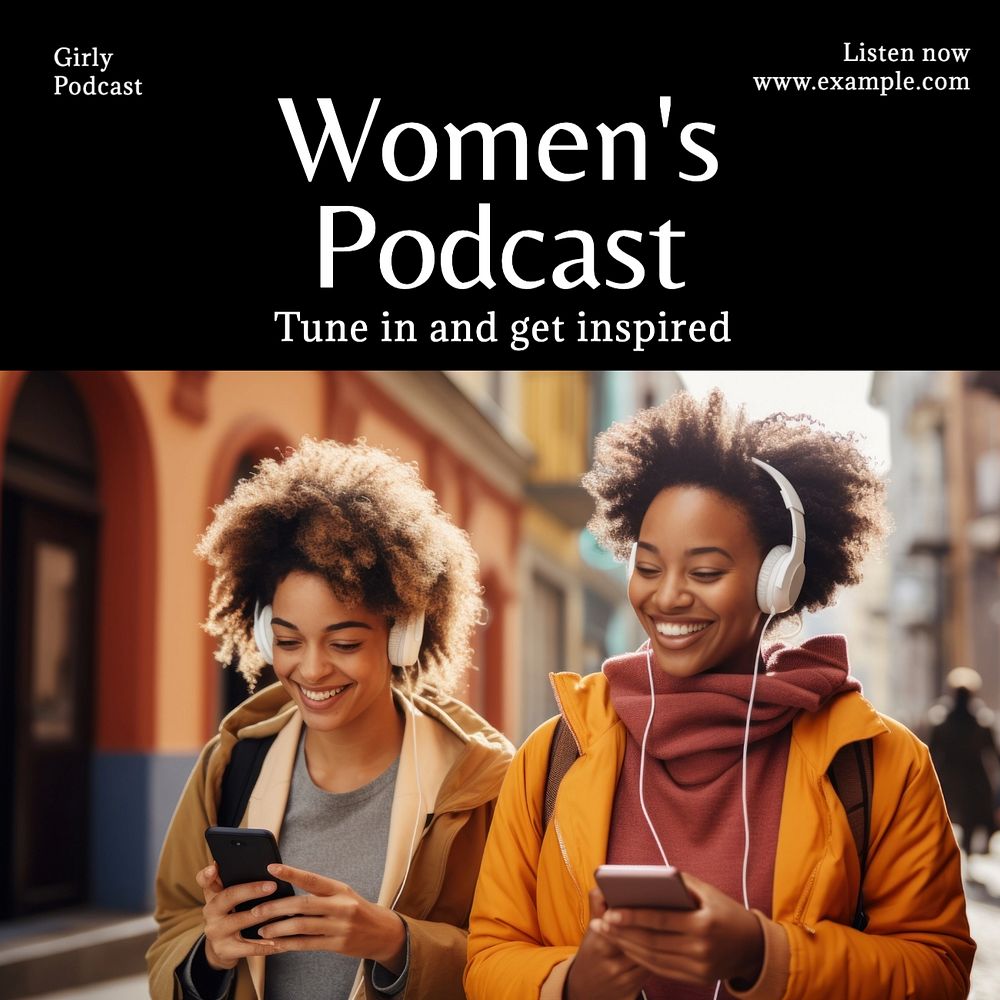 Woman podcast business Instagram post template, editable text