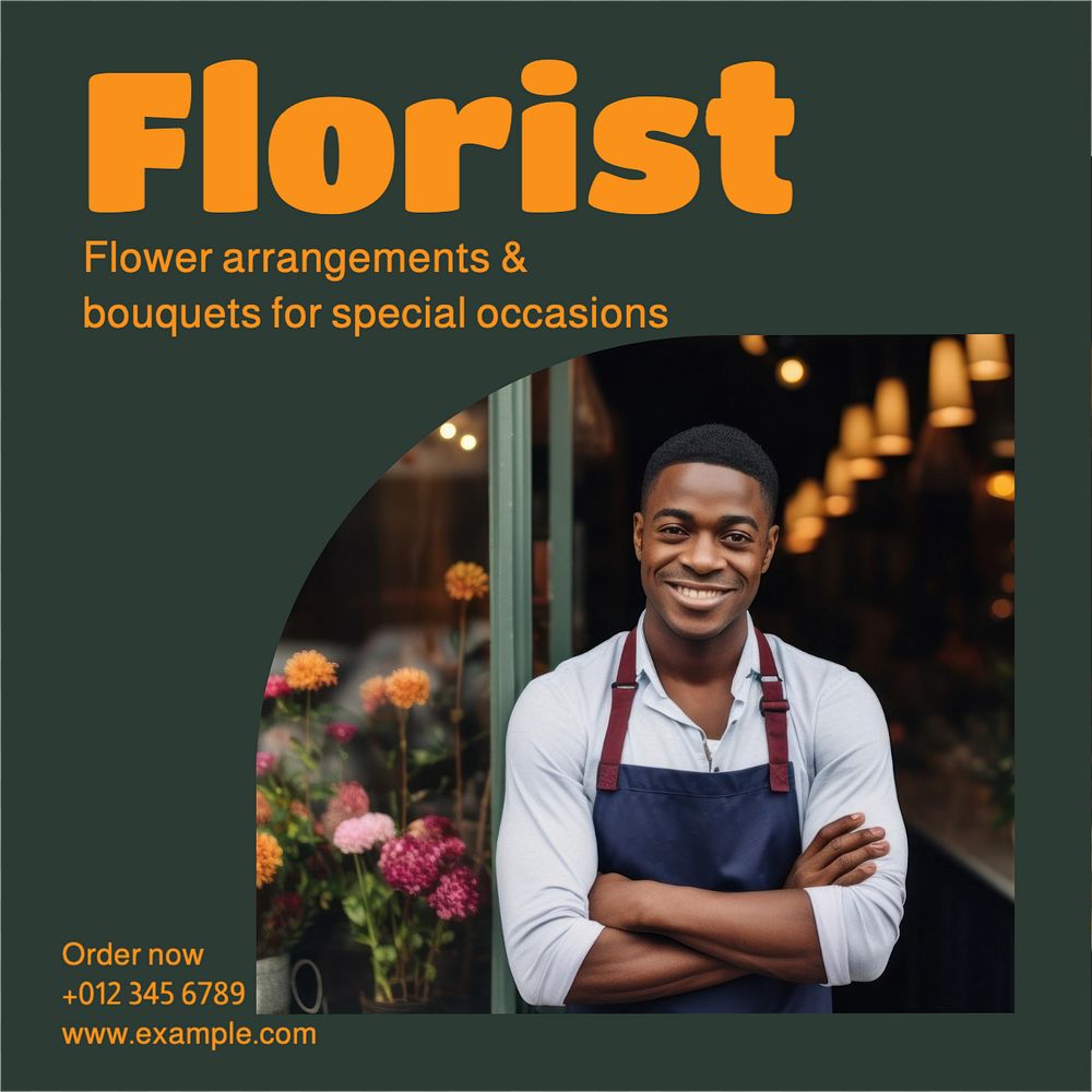 Florist Instagram post template, editable text