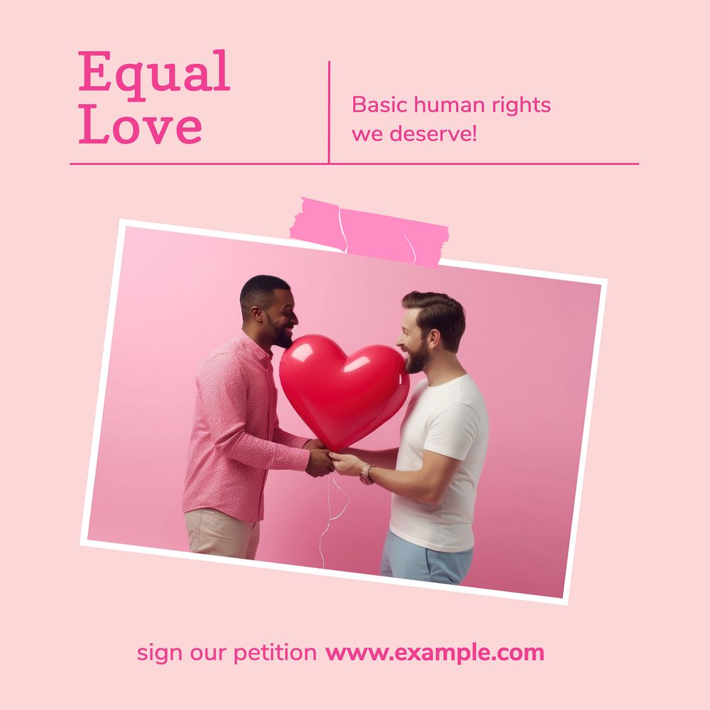 Equal love Instagram post template, editable text