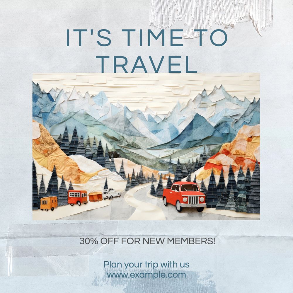 Travel agency Instagram post template, editable text