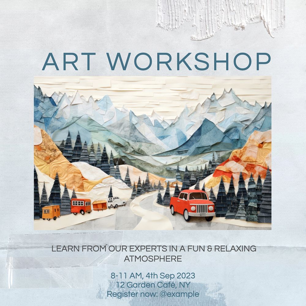 Art workshop Instagram post template, editable text