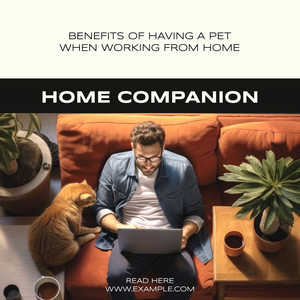 Home companion Instagram post template, editable text