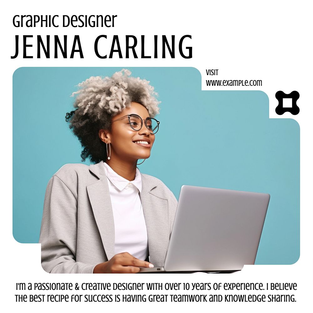 Graphic designer profile Instagram post template, editable text