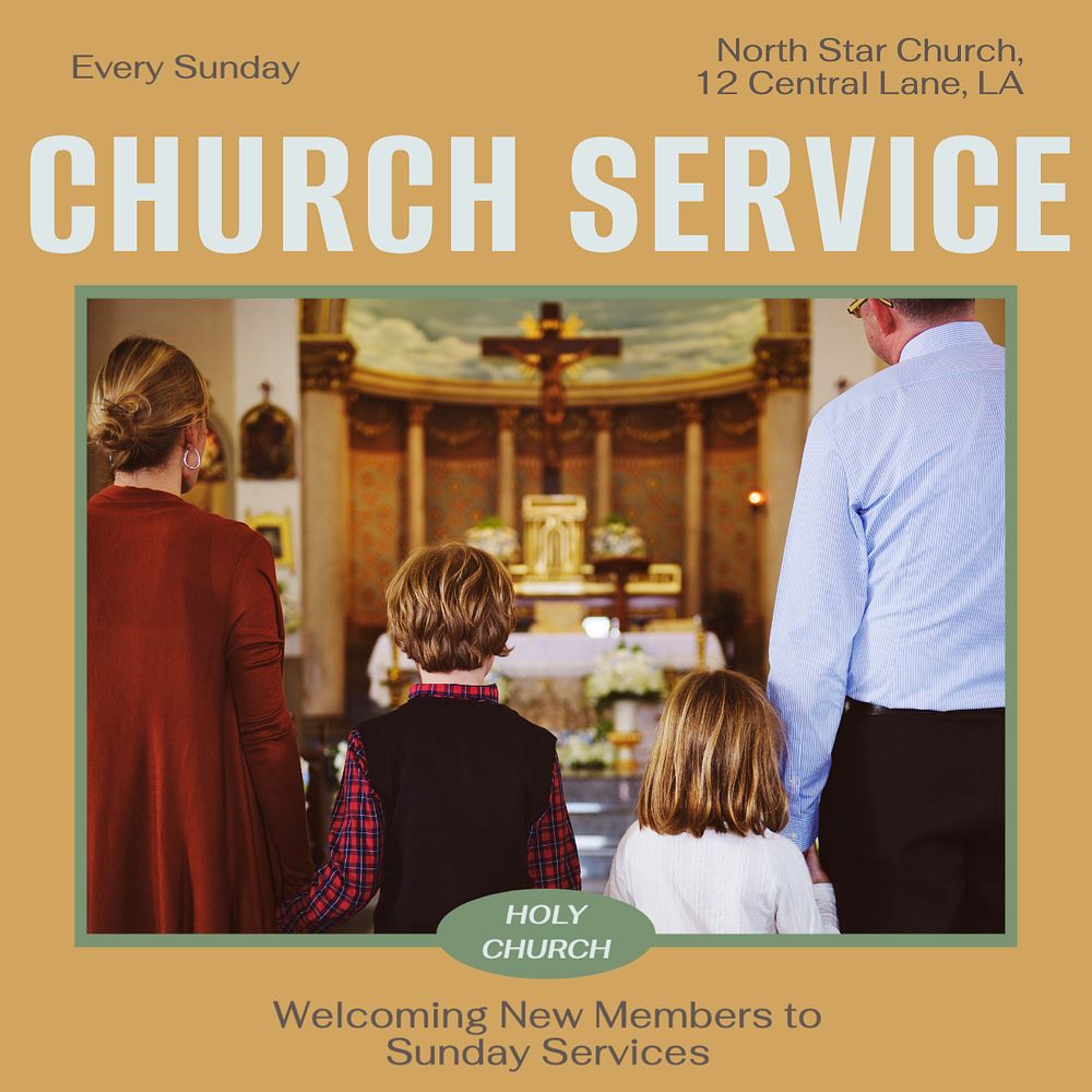 Sunday service Instagram post template, editable design