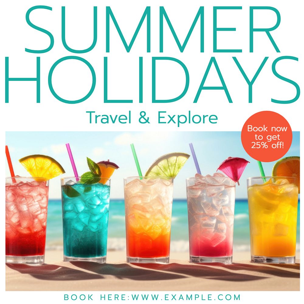 Summer trip Instagram post template, editable text