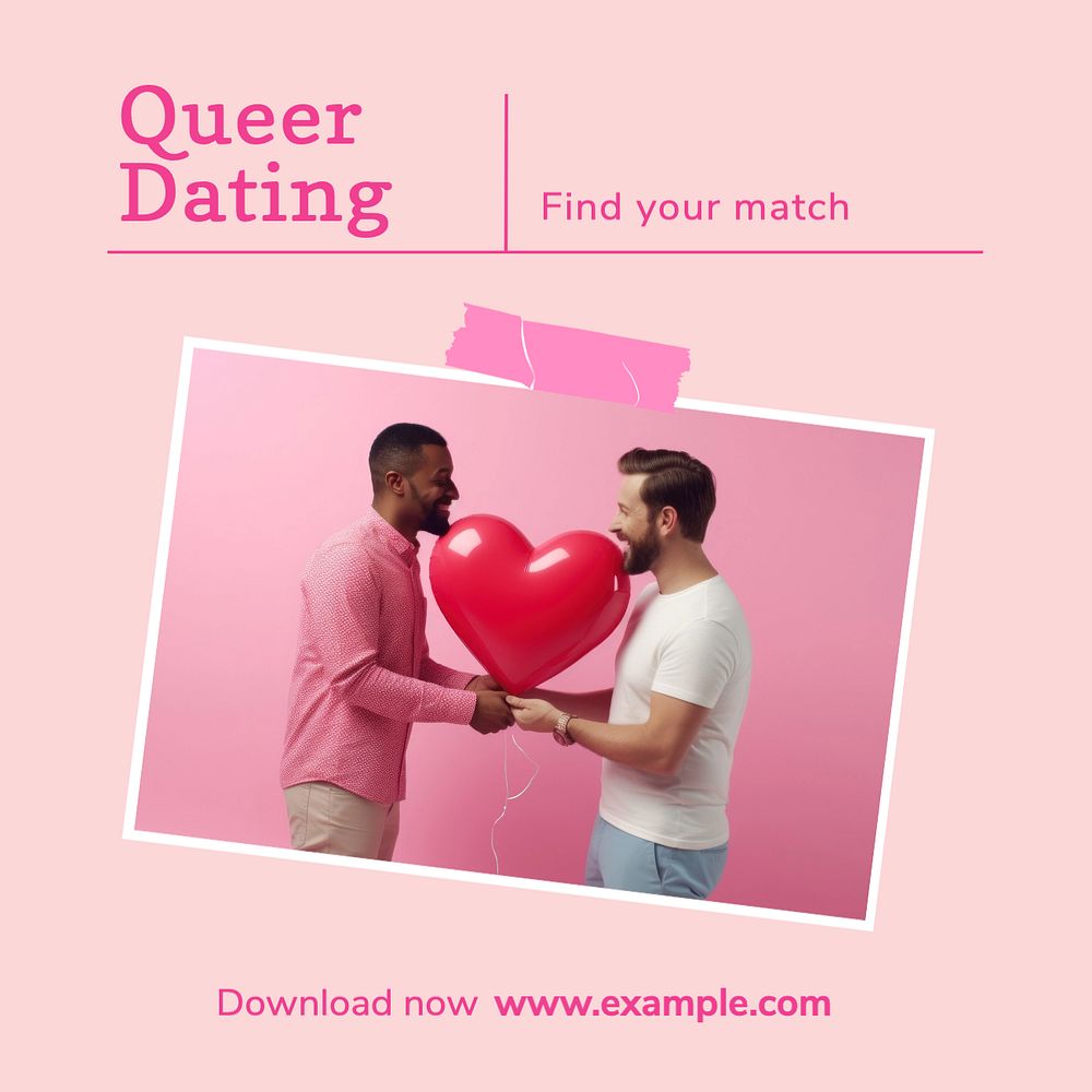 Queer dating app Instagram post template, editable text