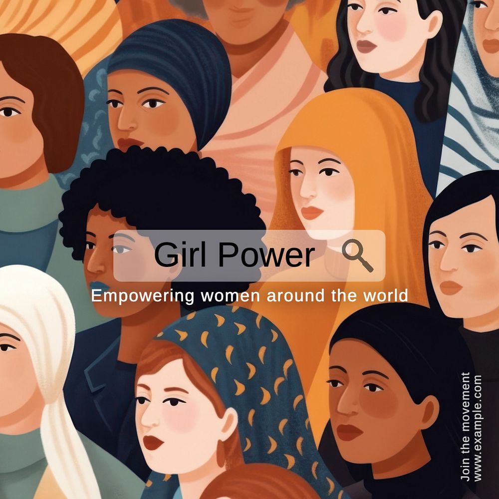 Girl power Instagram post template, editable text