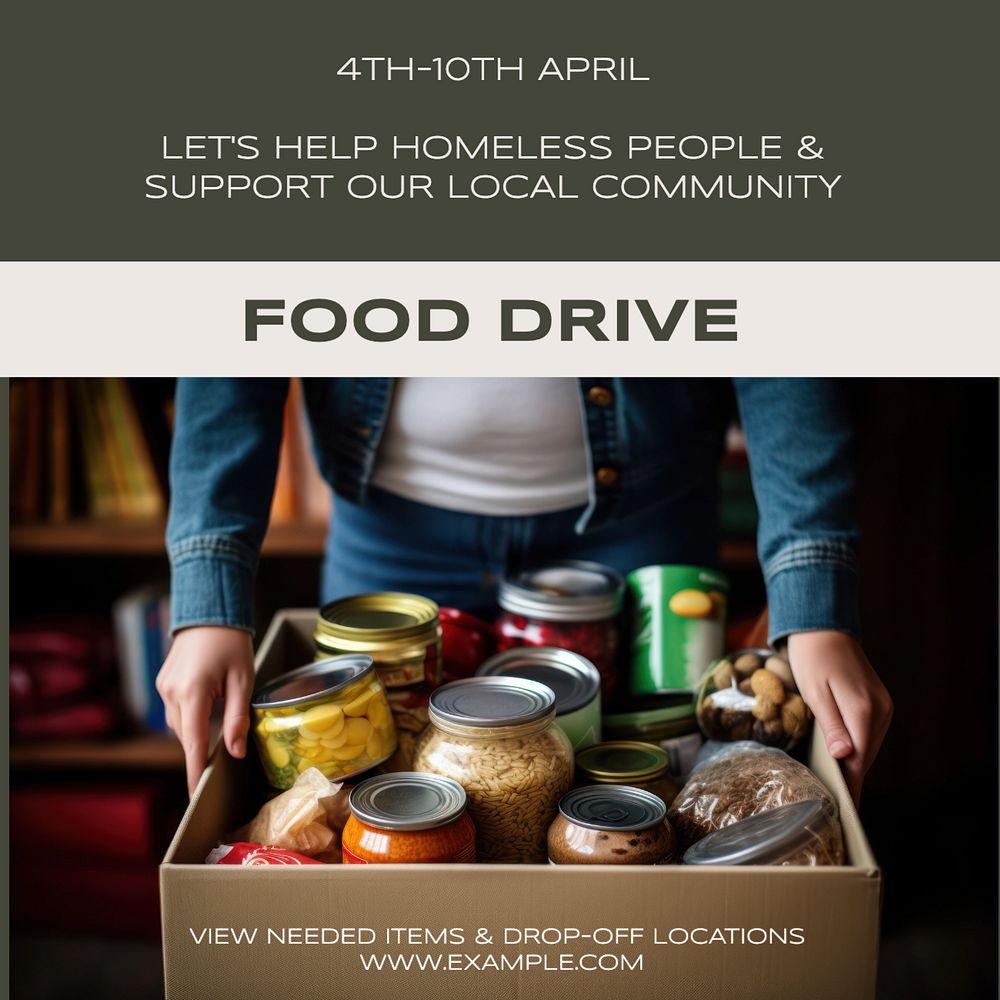 Food drive Instagram post template, editable text