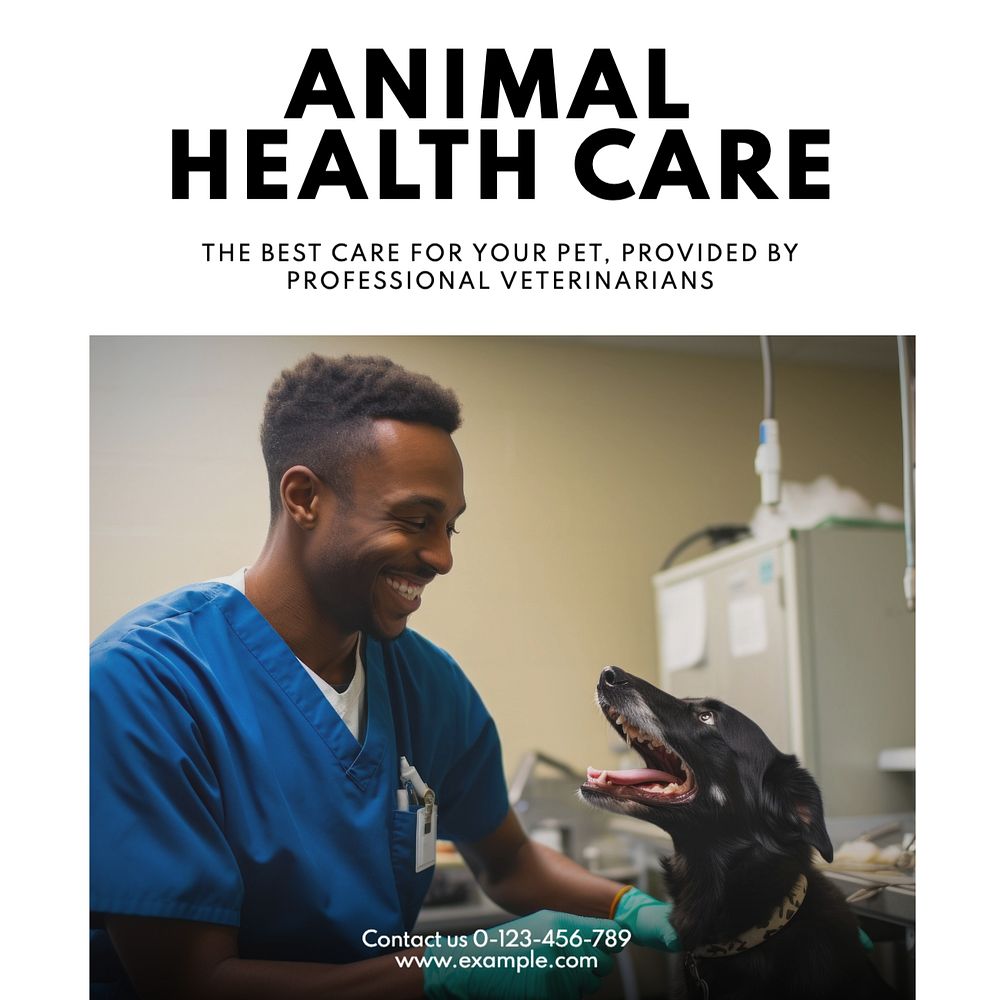 Animal health care Instagram post template, editable text