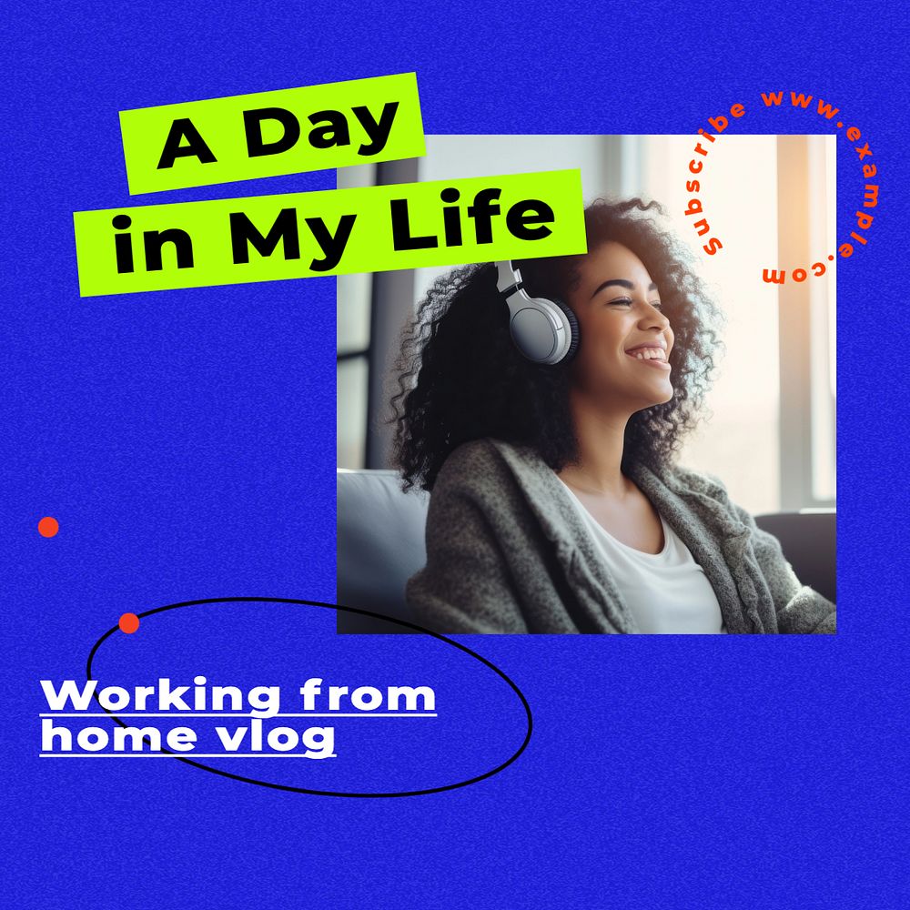 Remote work vlog Instagram post template, editable text