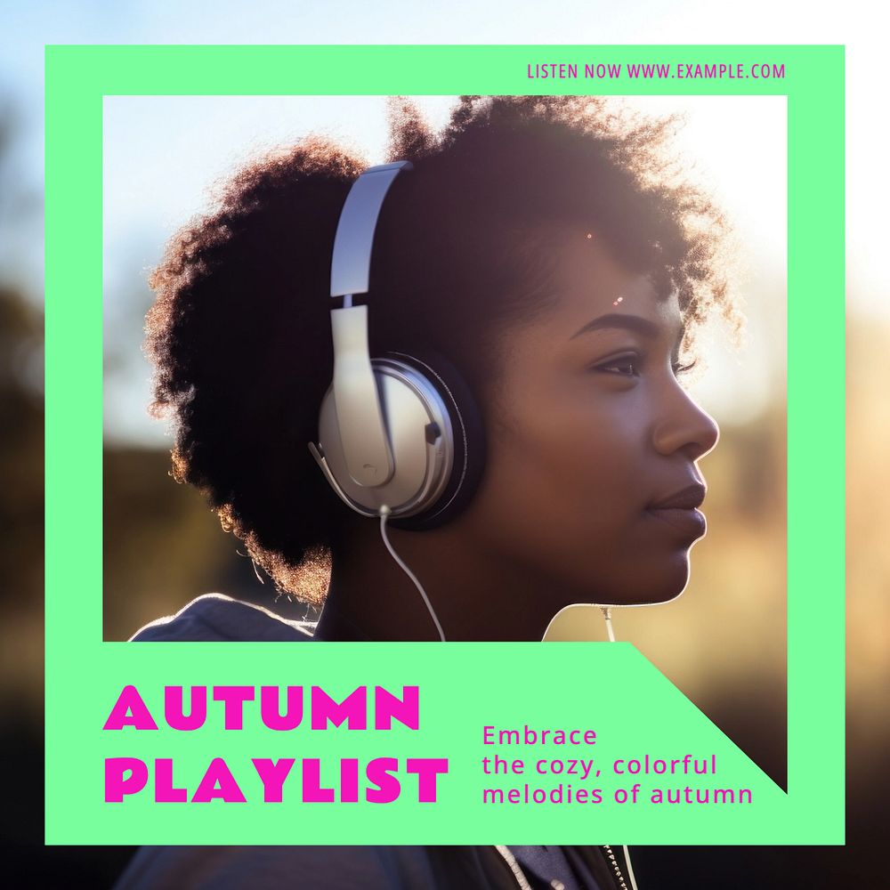 autumn playlist Instagram post template, editable text