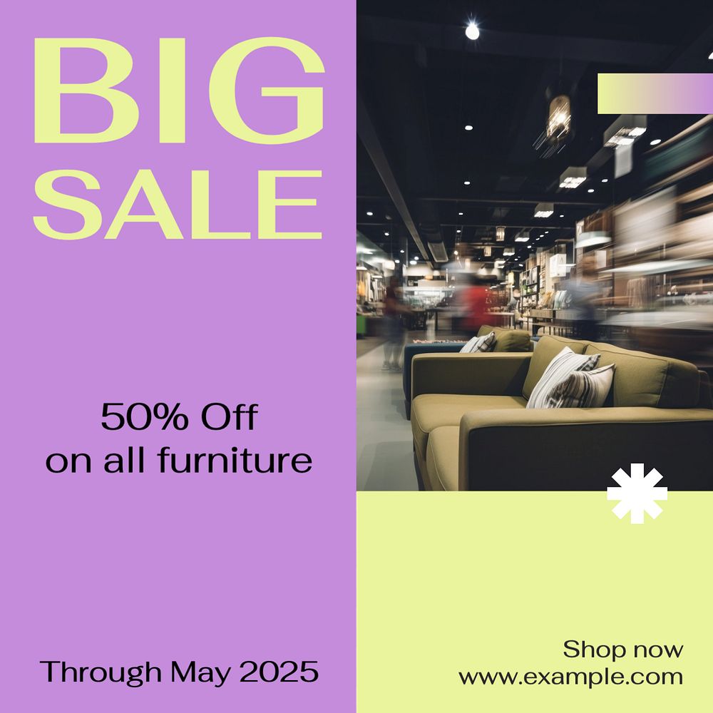 Furniture sale Instagram post template, editable text