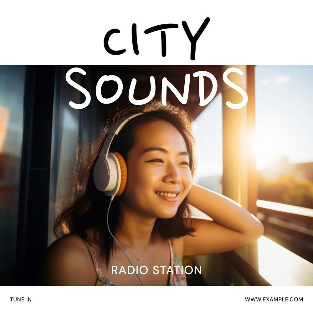 City sounds Instagram post template, editable text