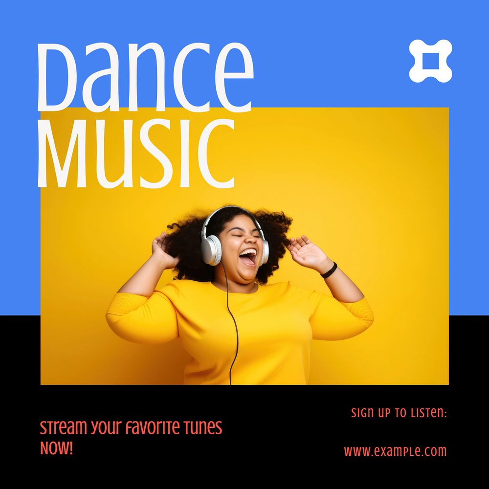 Dance music Instagram post template, editable text