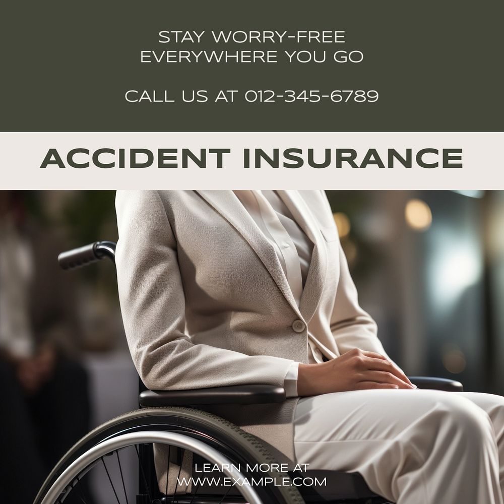 Accident insurance Instagram post template, editable text