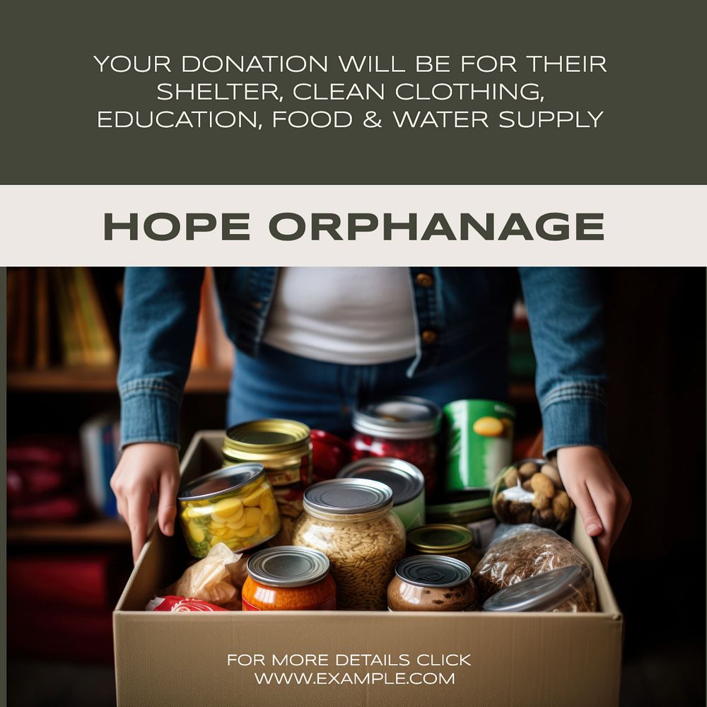 Orphanage donation Instagram post template, editable text