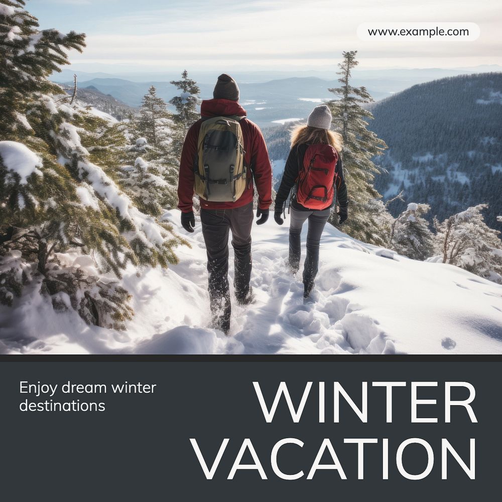 Winter vacation Instagram post template, editable text