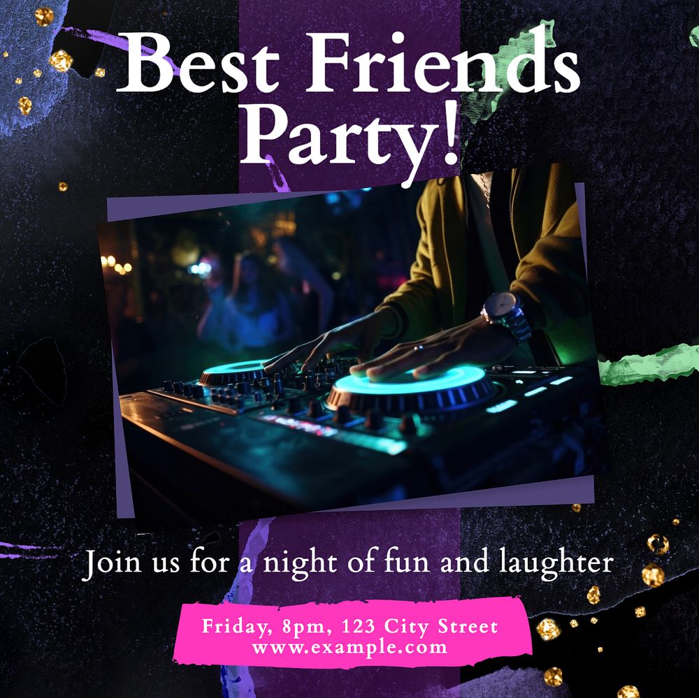 Best friends party Instagram post template, editable text