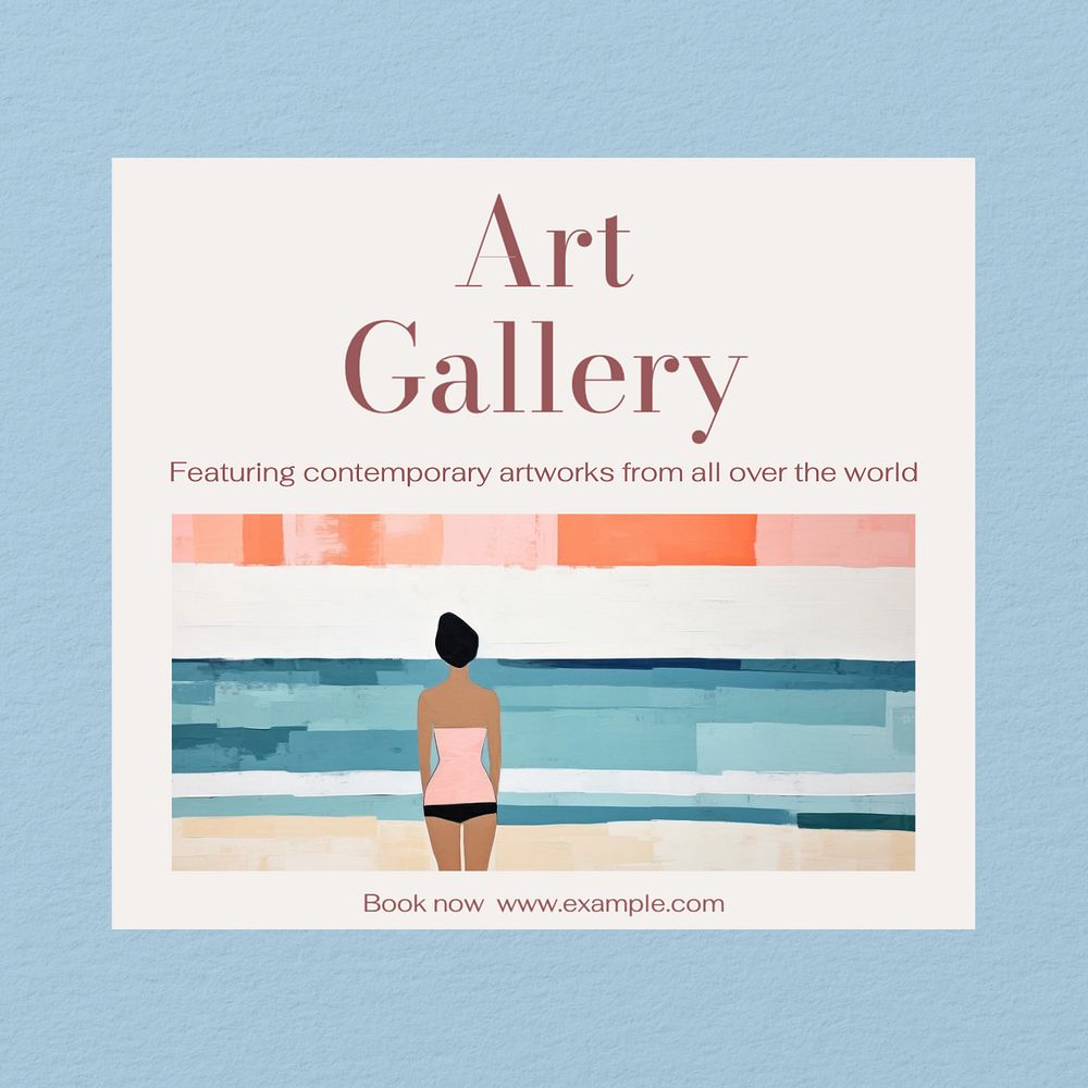 Art gallery Instagram post template, editable text