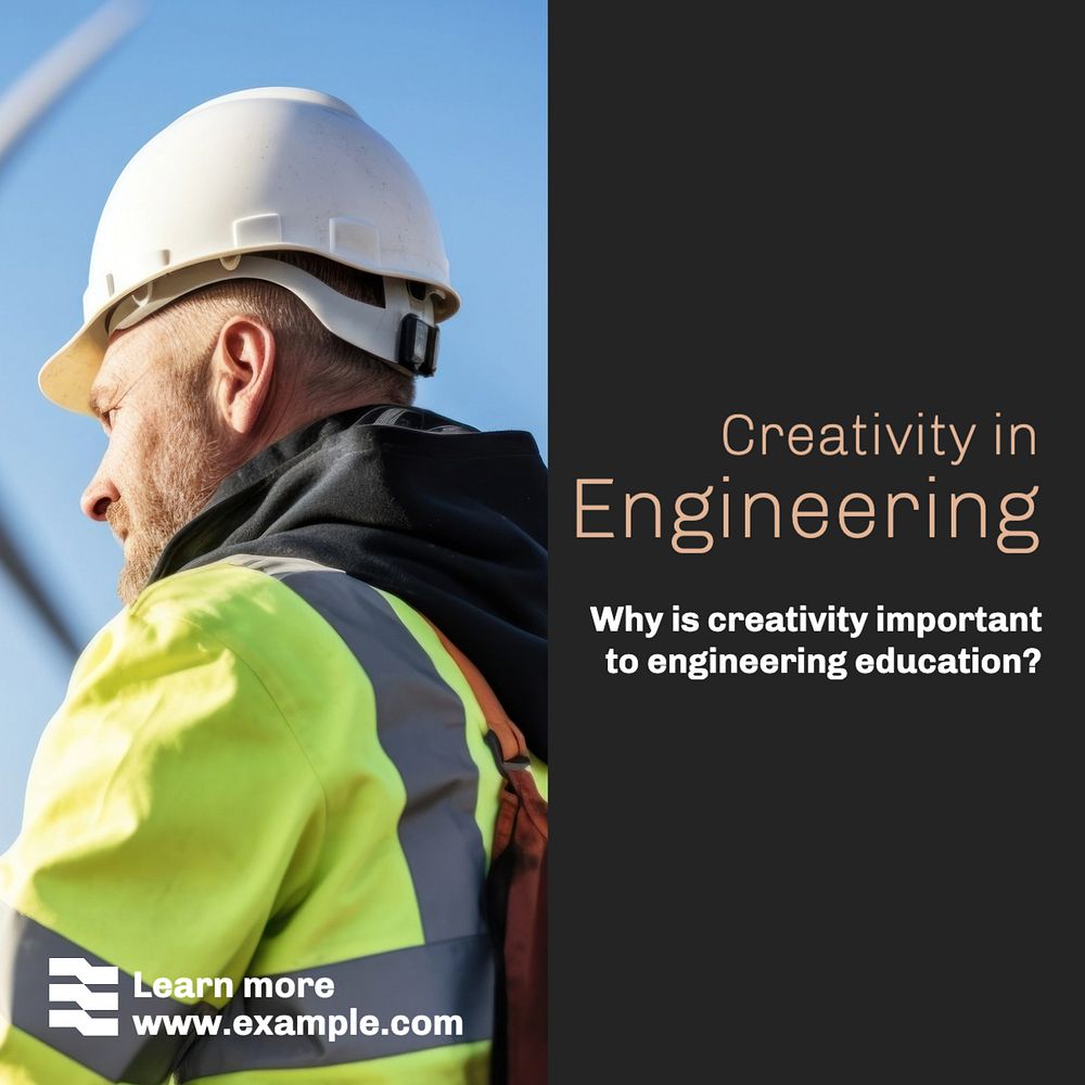 Creativity in engineering Instagram post template, editable text