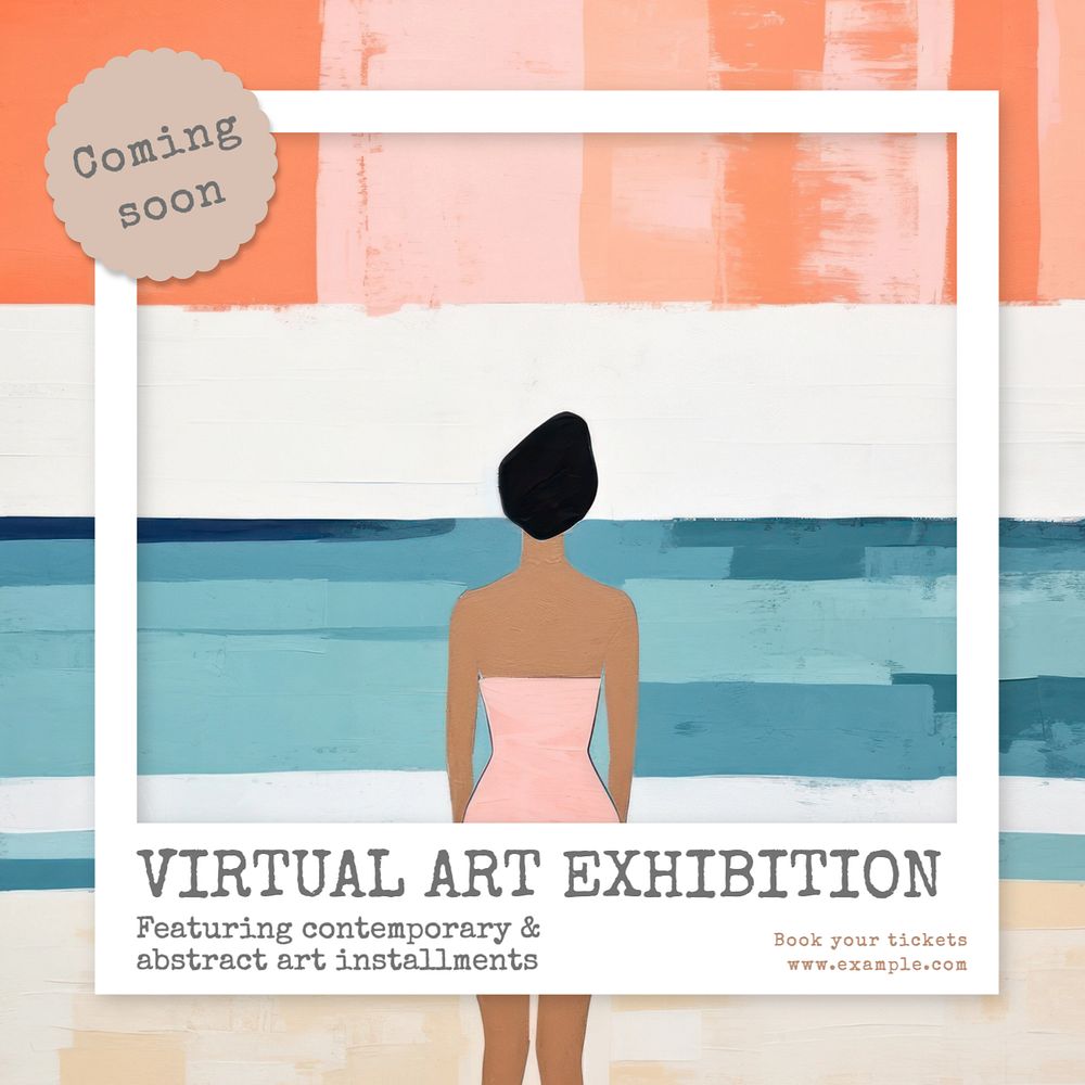 Virtual art exhibition Instagram post template, editable text