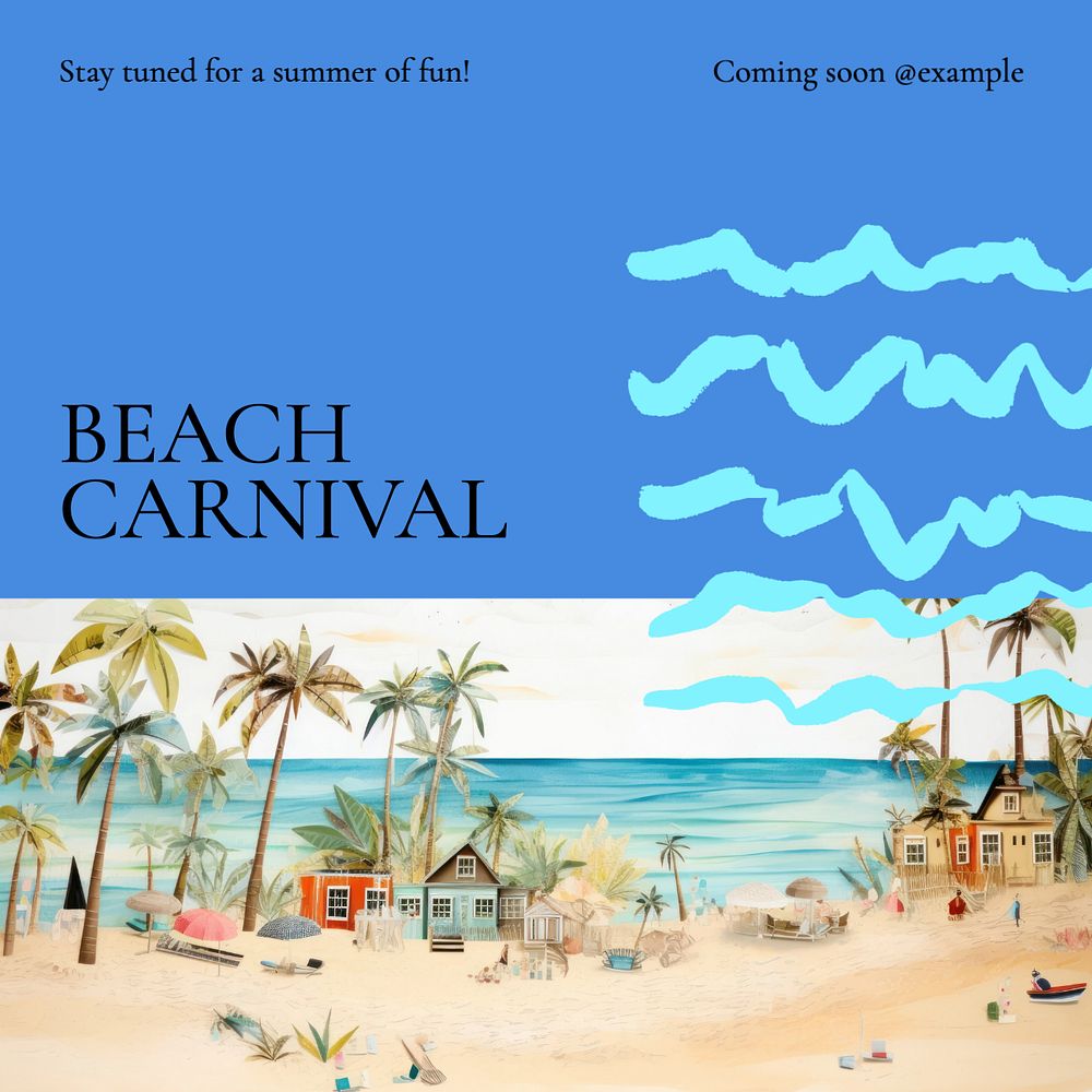 Beach carnival Instagram post template, editable text