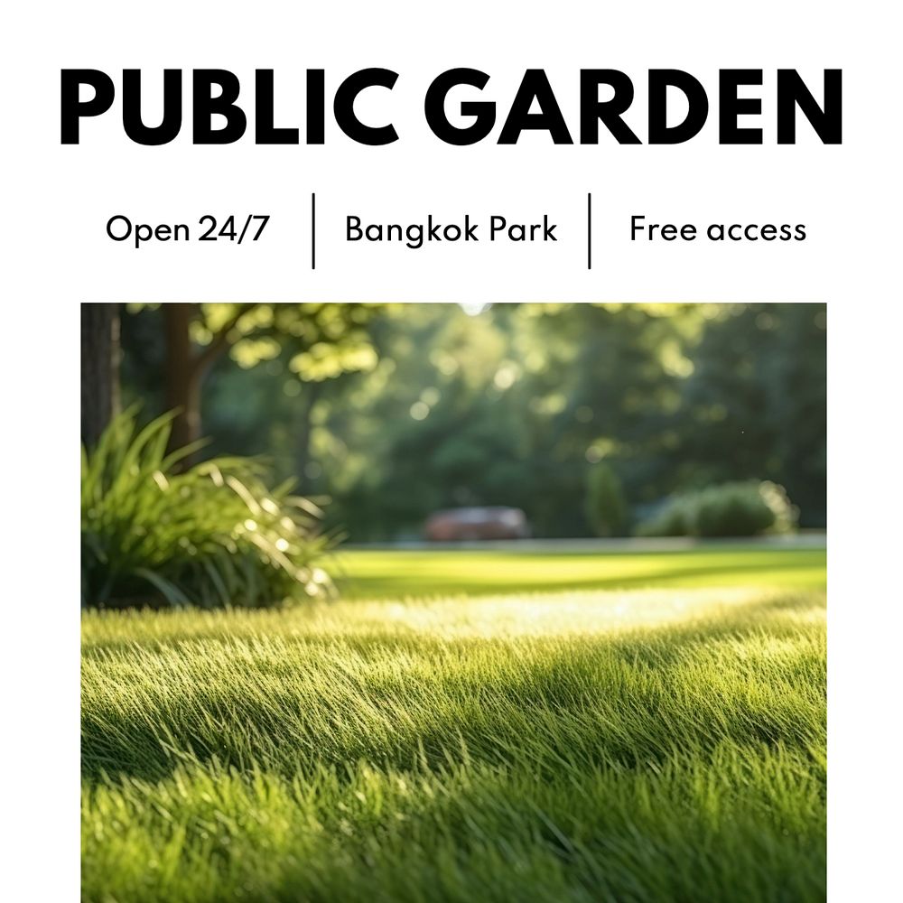 Public garden Instagram post template, editable text