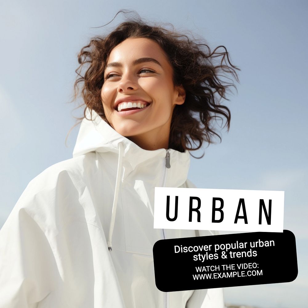 Urban fashion & styles Instagram post template, editable text