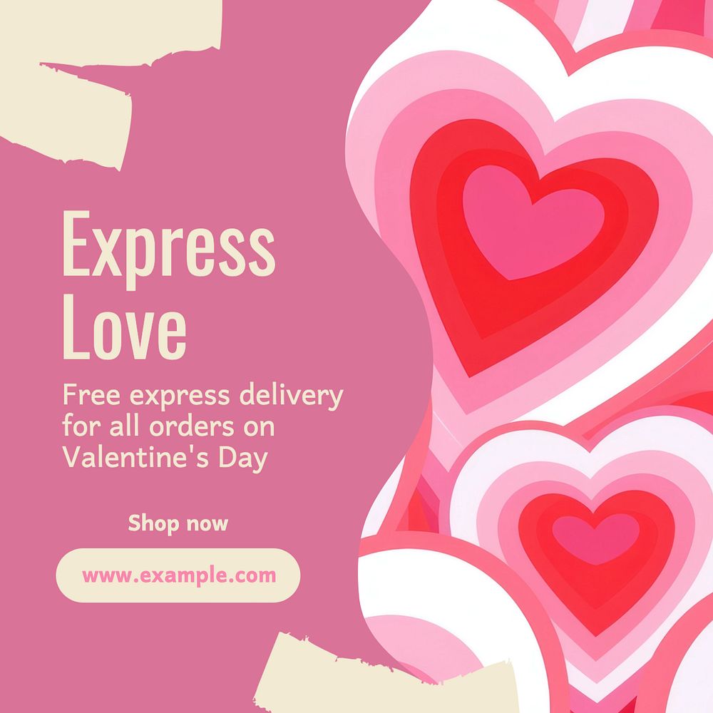 Express love Instagram post template, editable text