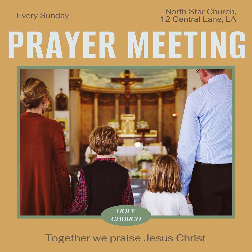 Prayer meeting Instagram post template, editable design