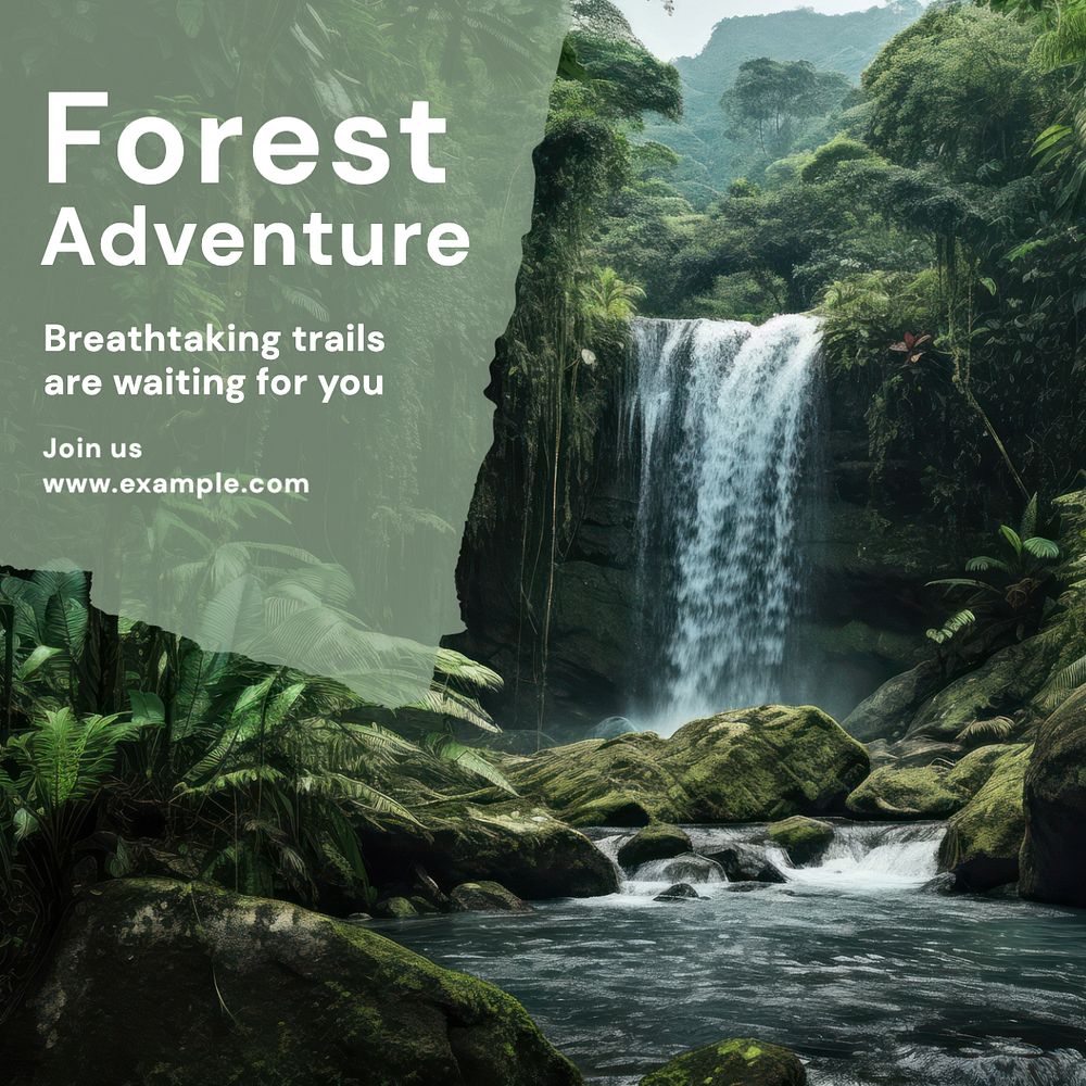 Forest adventure Instagram post template, editable text